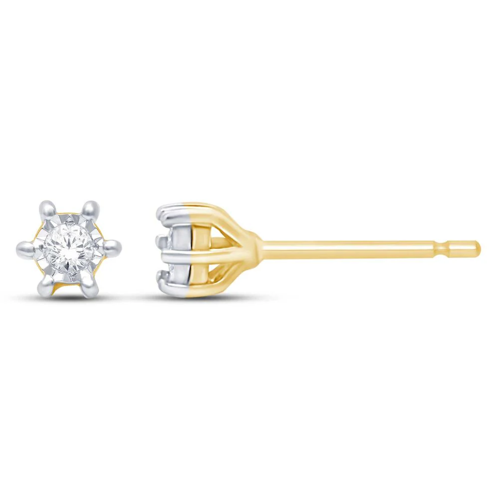 10k Yellow Gold Petite Diamond Stud Earrings for Women