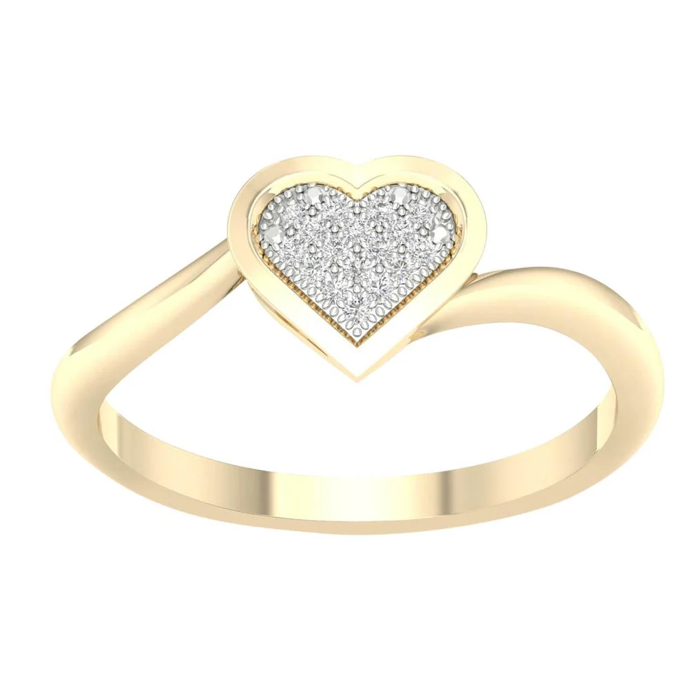 Delicate 10k Yellow Gold Diamond Accent Womens Ring