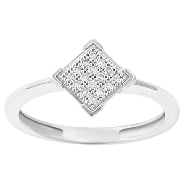 Chic 10k White Gold 0.08ct Diamond Womens Fashion Ring