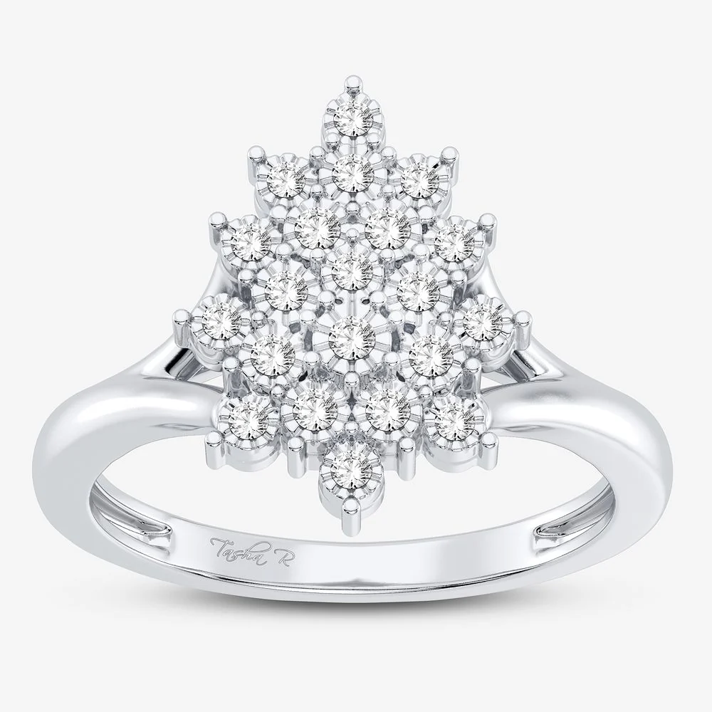 Chic 10k White Gold Diamond Accent Womens Fashion Ring