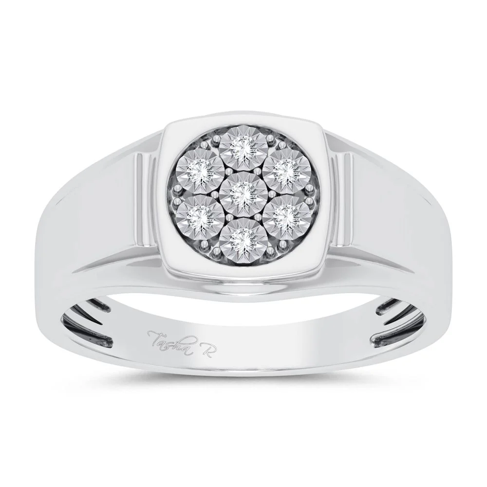 10k White Gold Mens Diamond Accent Band Ring