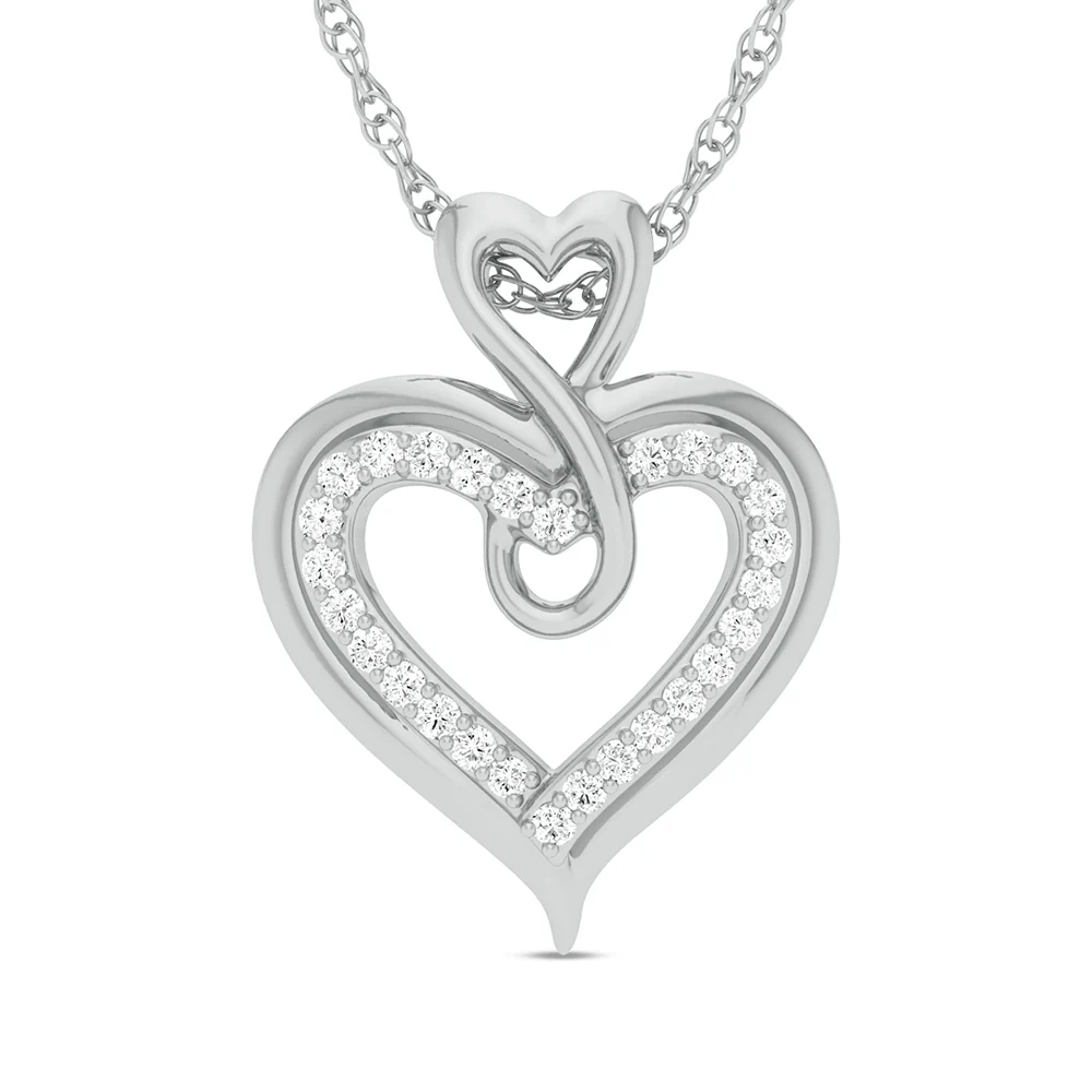 Delicate 10k White Gold 0.13ct Diamond Womens Pendant