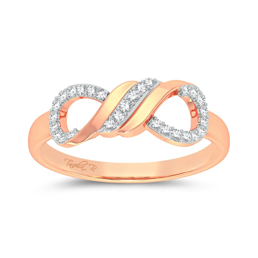 Chic 10k Rose Gold Diamond Fashion Ring for Her