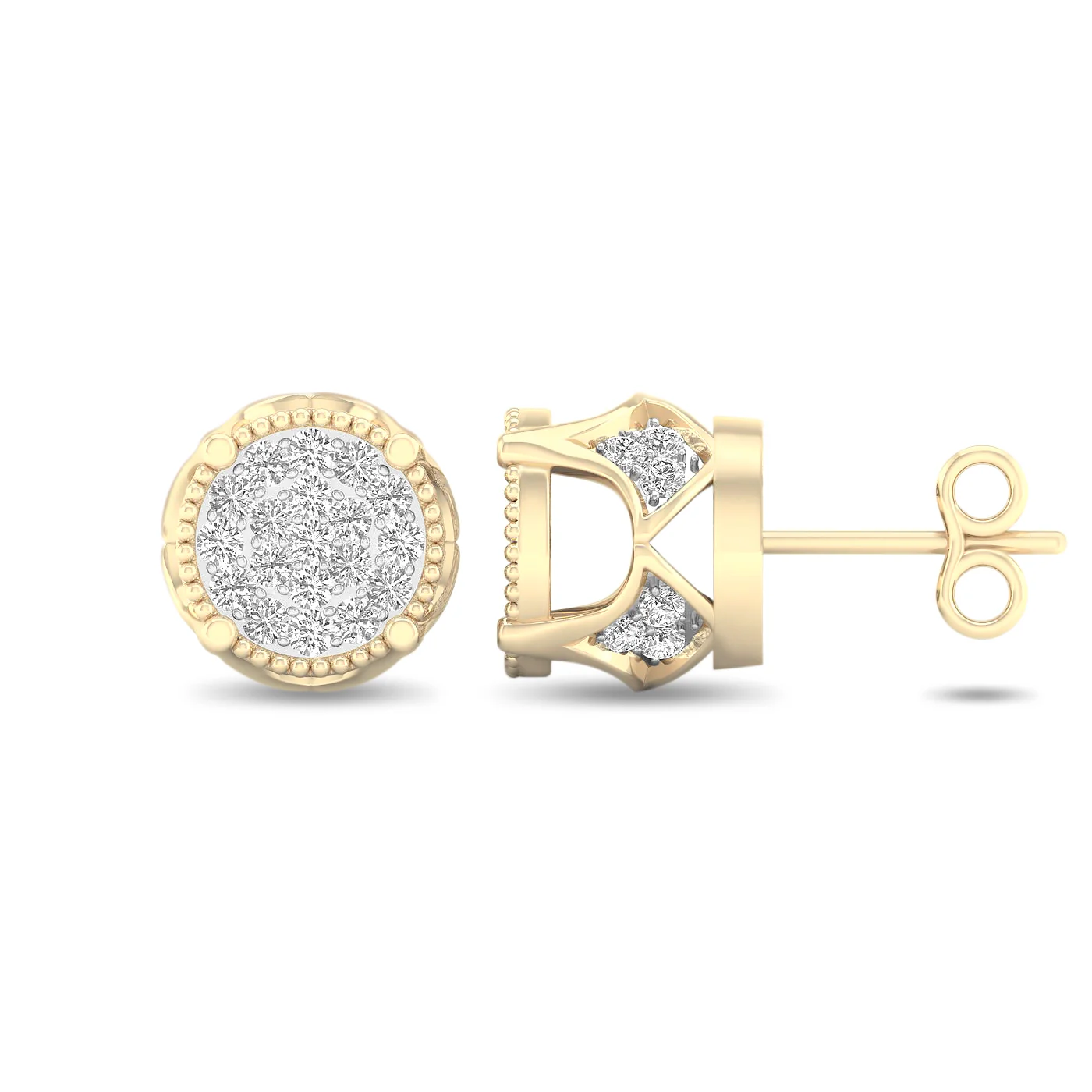 10k Yellow Gold 0.15CT Diamond Stud Earrings for Women