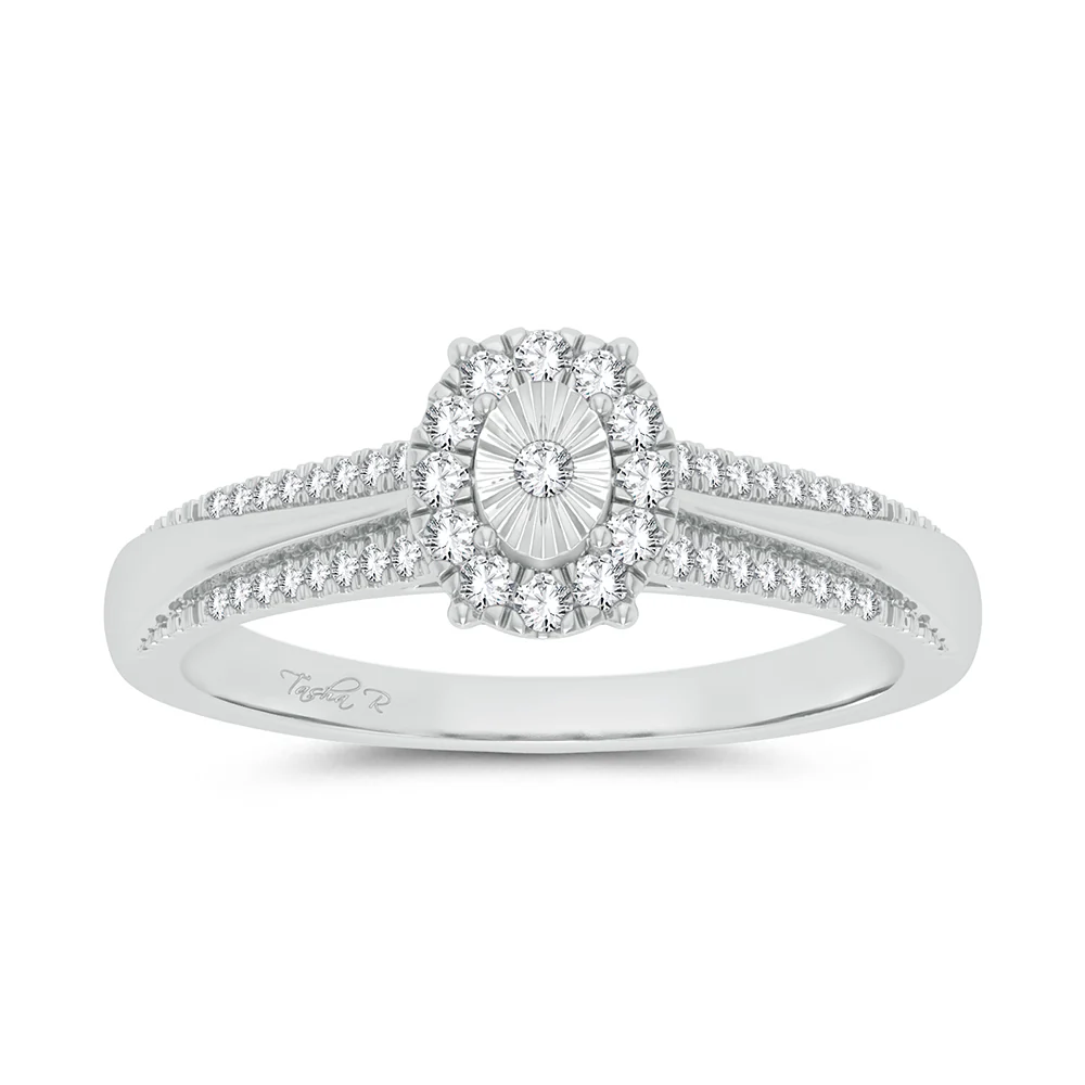 Chic 10k White Gold Diamond Accent Ring for Women