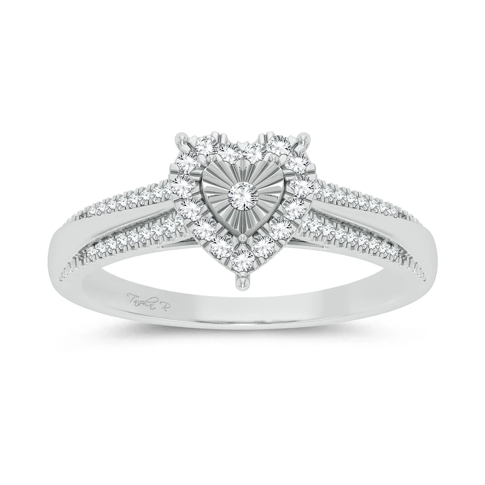 Chic 10k White Gold 0.15ct Diamond Fashion Ring for Her