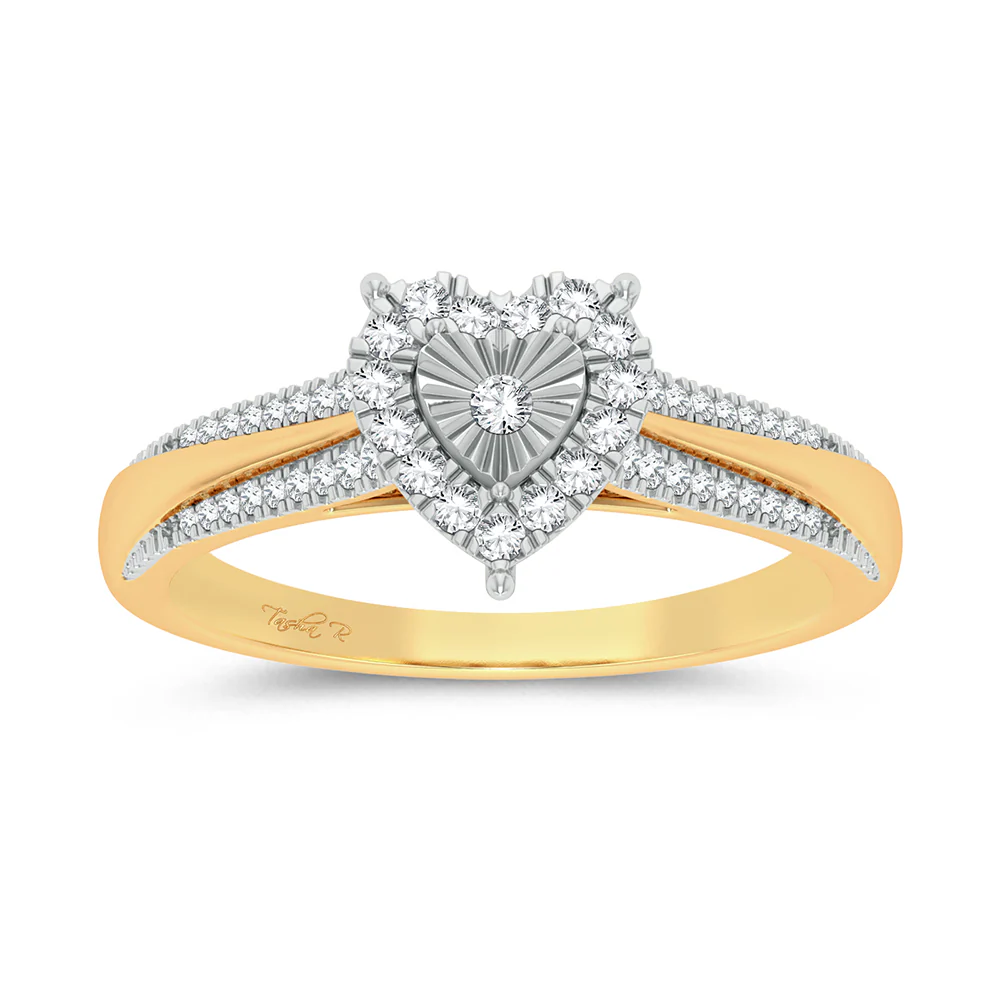 Chic 10k Yellow Gold Diamond Accent Ring for Women