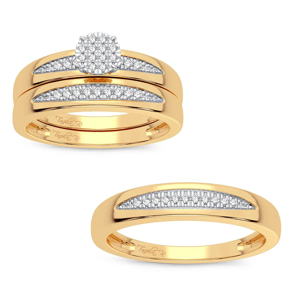 10K 0.15CT DIAMOND TRIO SET - Image 2