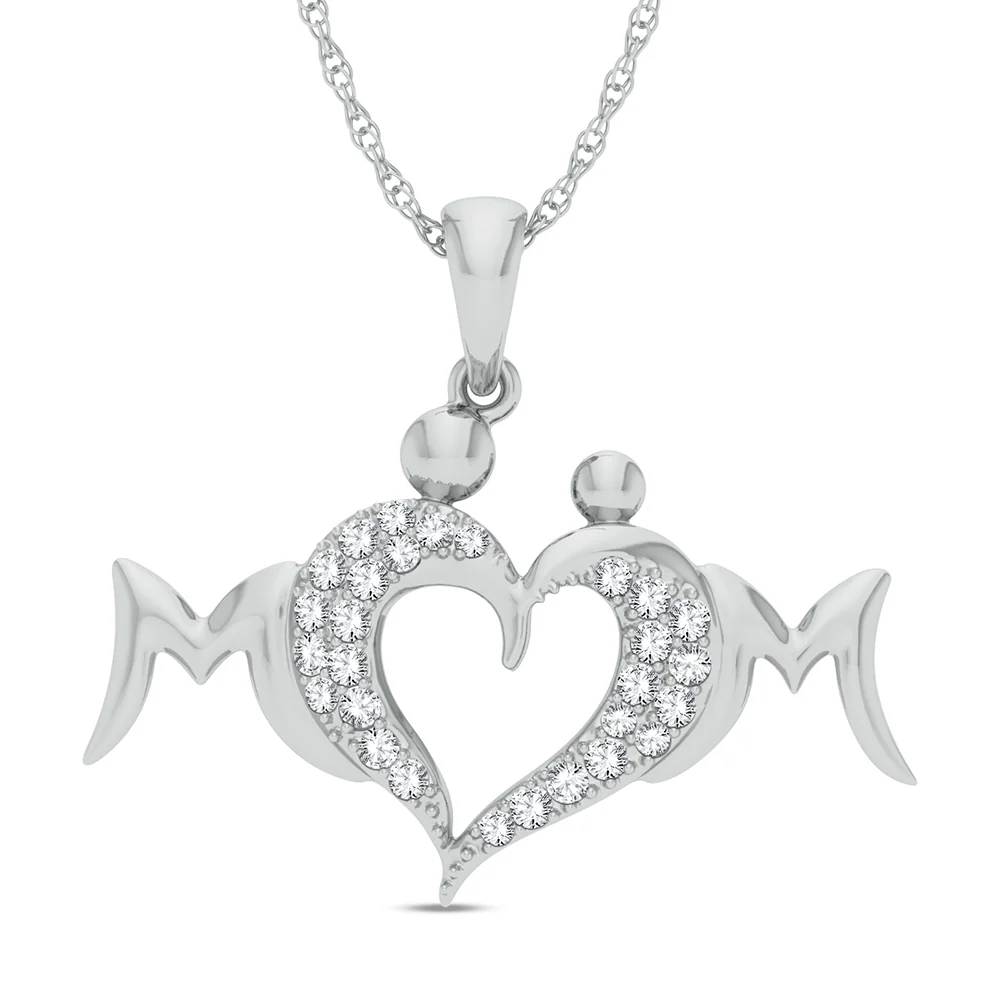 Elegant 10k White Gold 0.17ct Diamond Pendant for Women