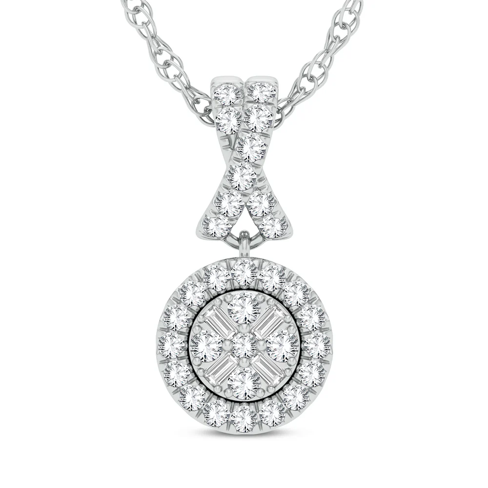 Chic 10k White Gold Diamond Pendant for Womens Everyday Elegance