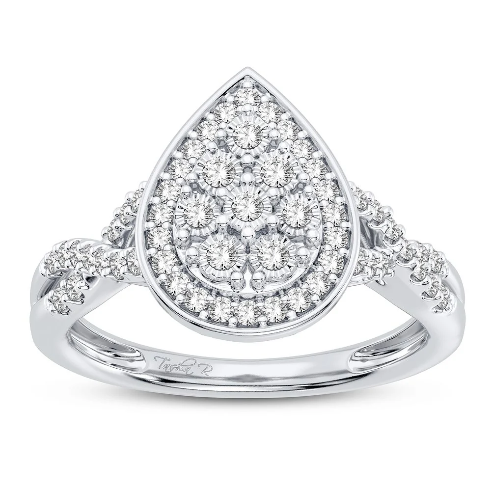 Chic 10k White Gold 0.20CT Diamond Statement Ring