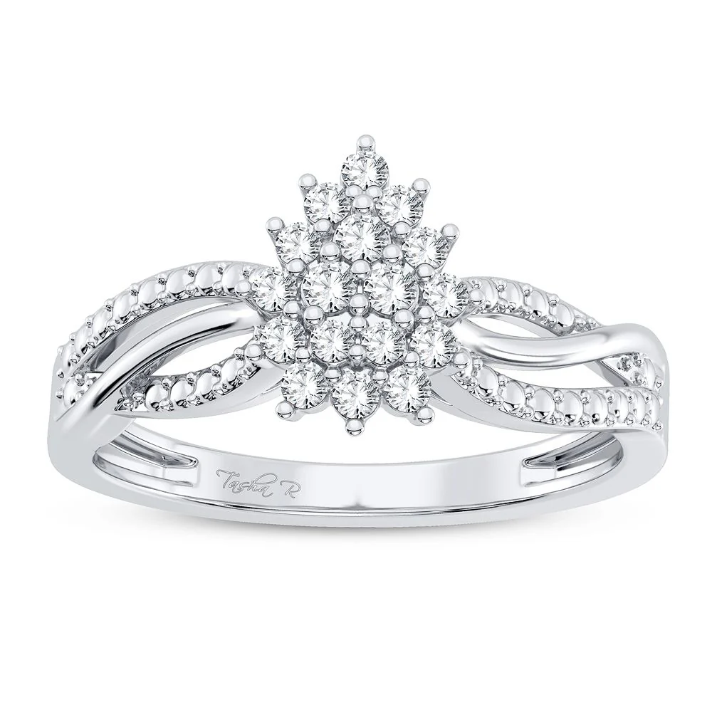 Chic 10k White Gold 0.20CT Diamond Ring for Her