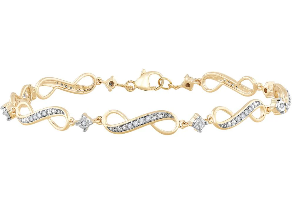 Sparkling 10k Yellow Gold 0.25ct Diamond Link Bracelet