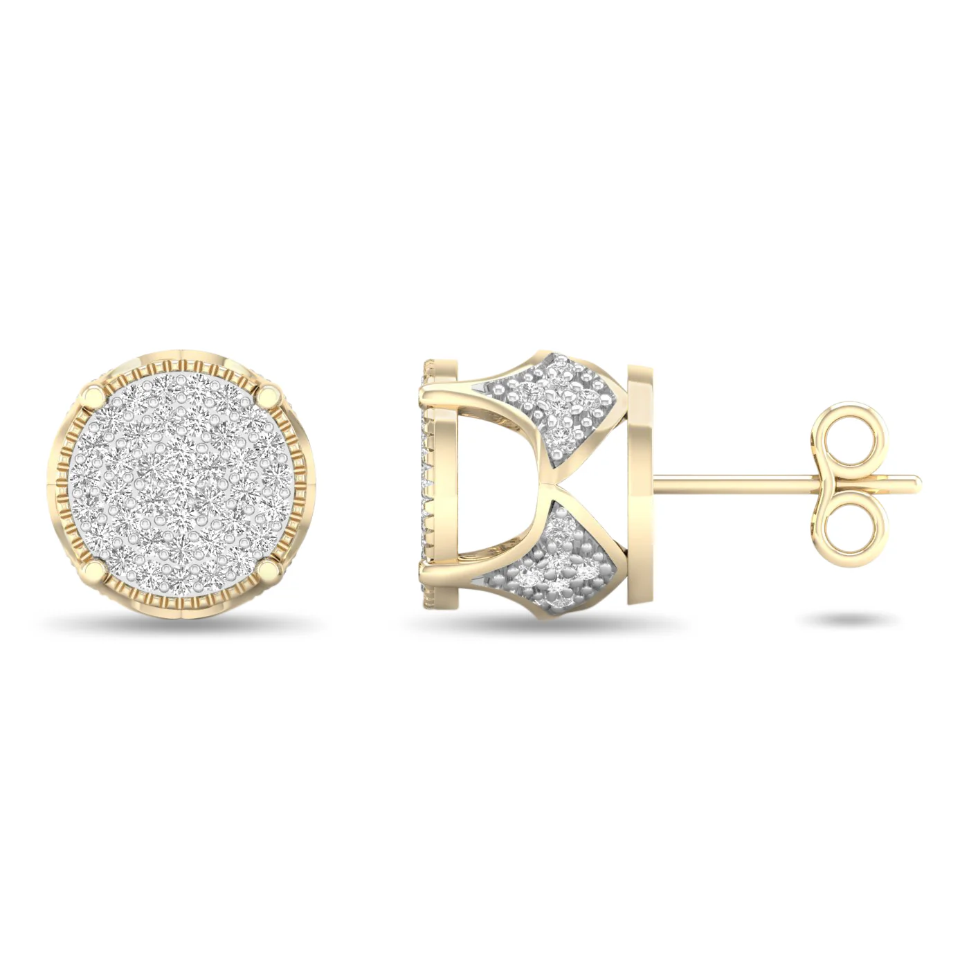 10k Yellow Gold 0.33CT Diamond Stud Earrings for Women