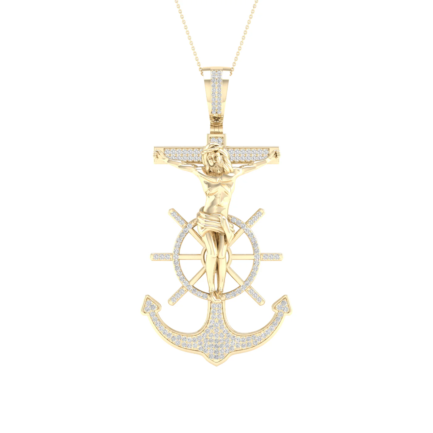 Luminous 10k Yellow Gold 0.50CT Diamond Religious Pendant