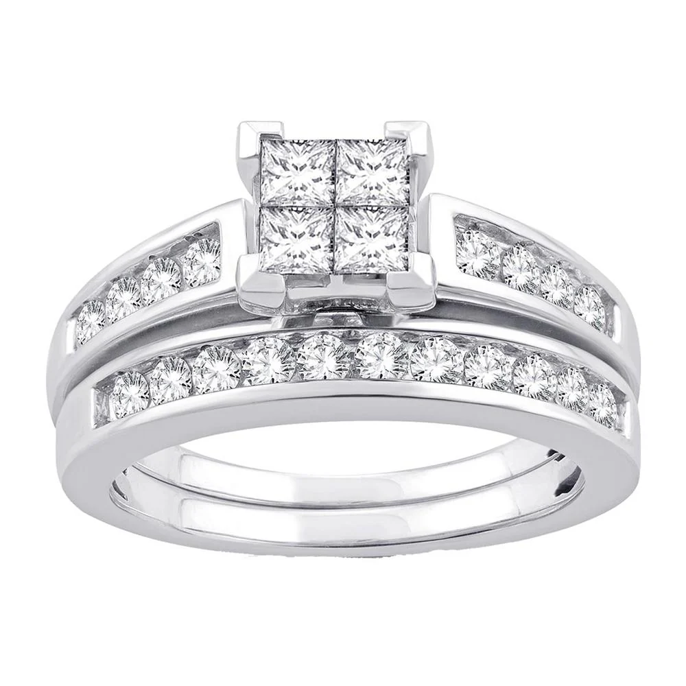 Elegant 10k White Gold 0.50ct Princess Diamond Womens Ring