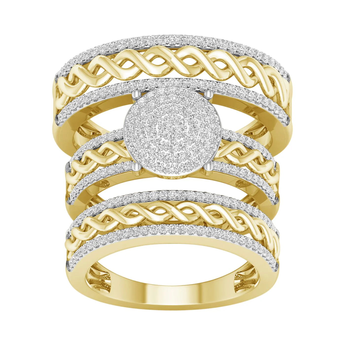 10k Yellow Gold 0.60CT Diamond Trio Jewelry Set Brilliance