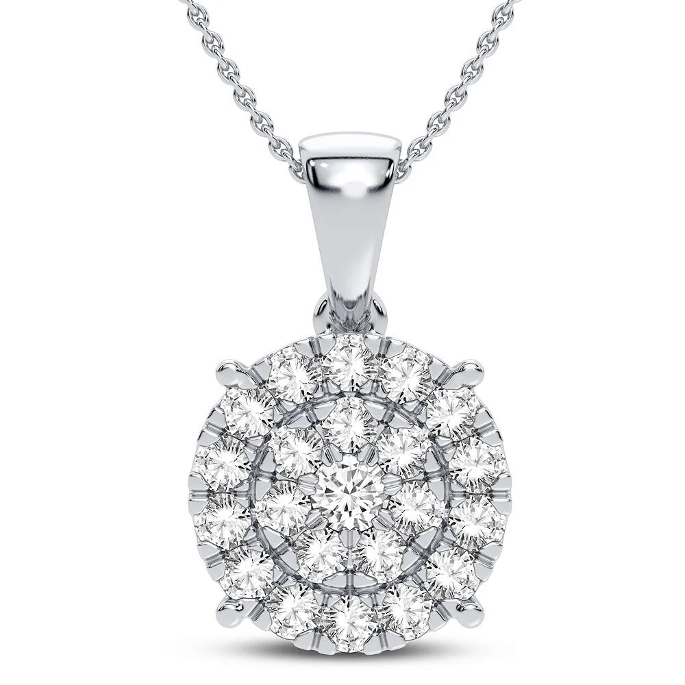 10k White Gold Sparkling Diamond Pendant - Timeless Elegance
