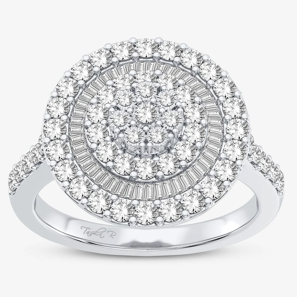 Sparkling 10k White Gold 1CT Diamond Womens Statement Ring