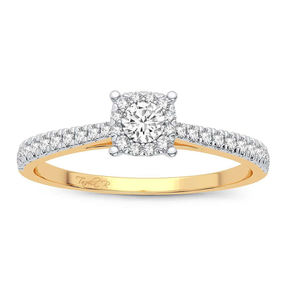Delicate 14K Yellow Gold Diamond Promise Ring for Her