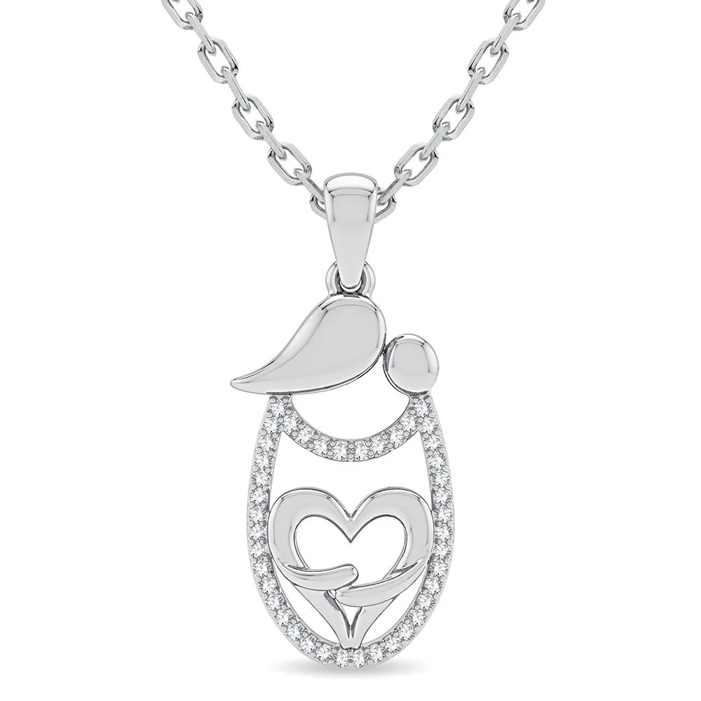Elegant White Gold 0.10CT Diamond Womens Pendant
