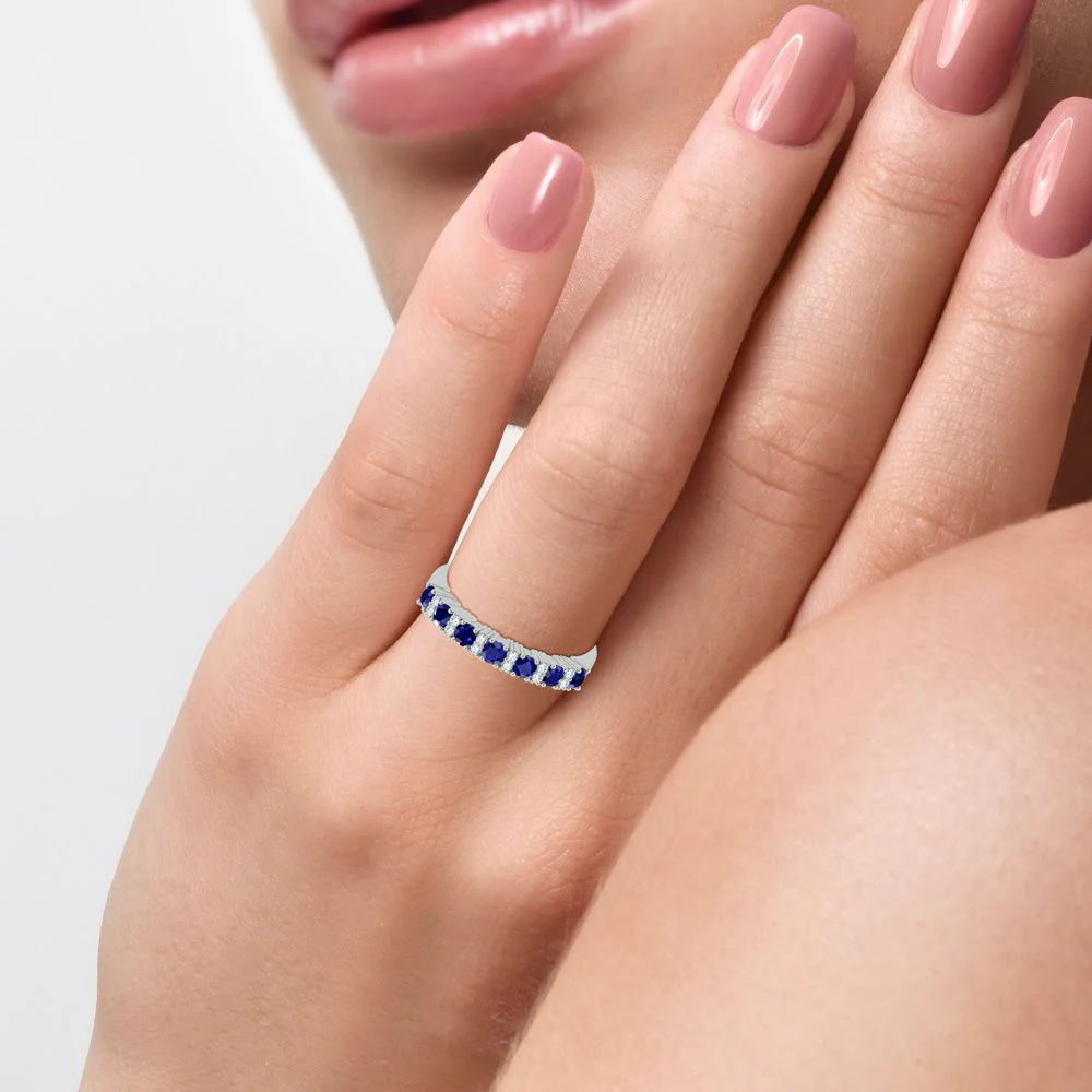 14K 0.10ct Diamond Sapphire Ring - Image 4
