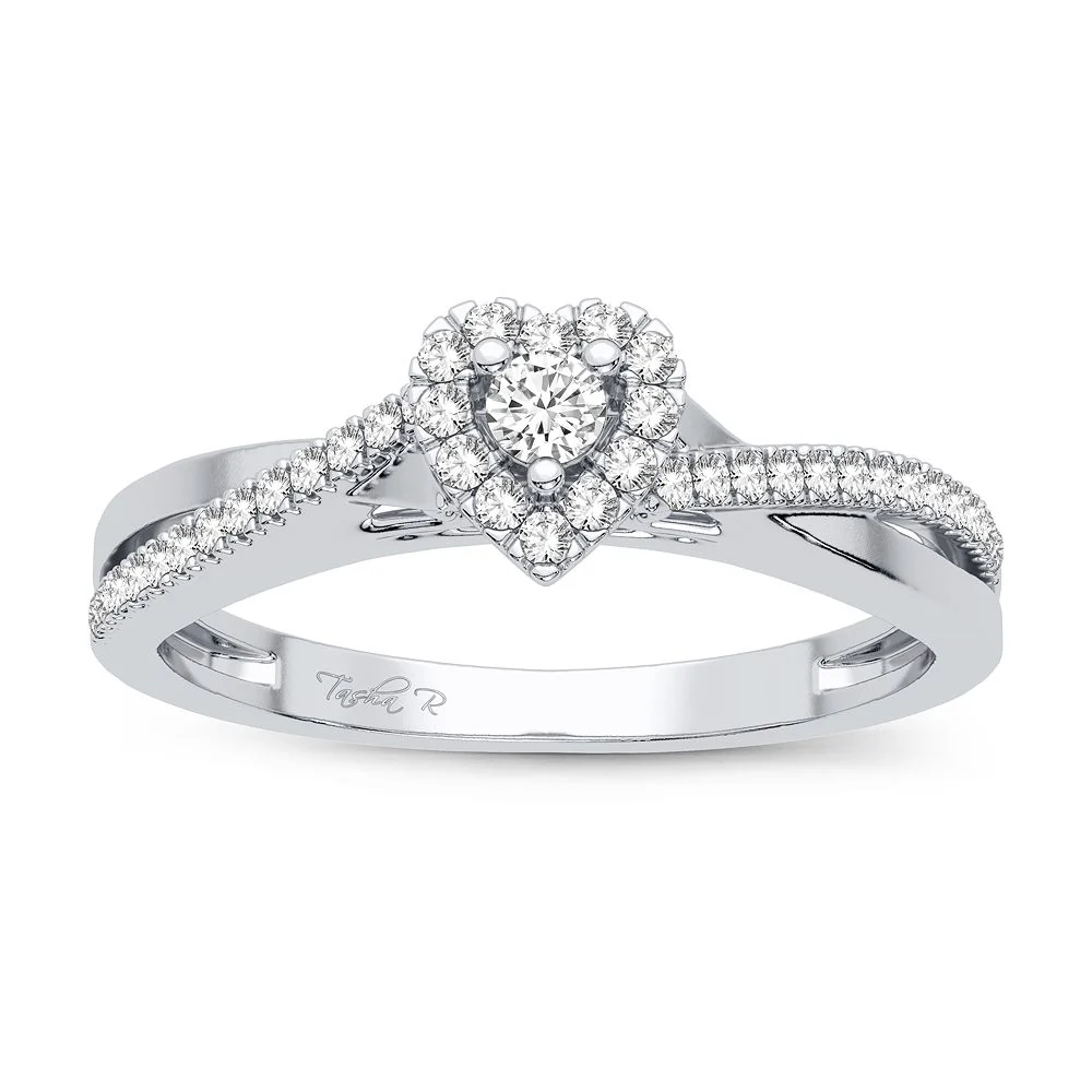 Elegant 14K White Gold 0.20CT Diamond Womens Ring