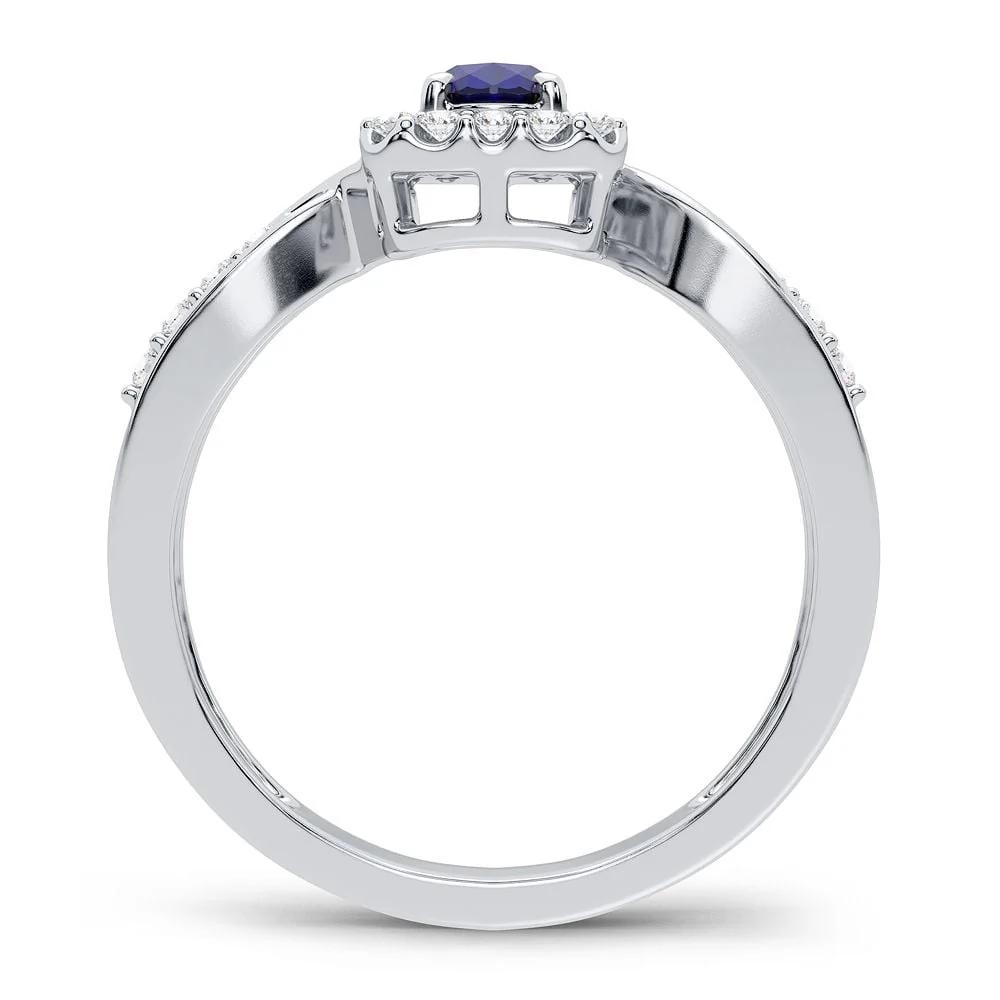 14K 0.25CT Diamond Sapphire Ring - Image 3