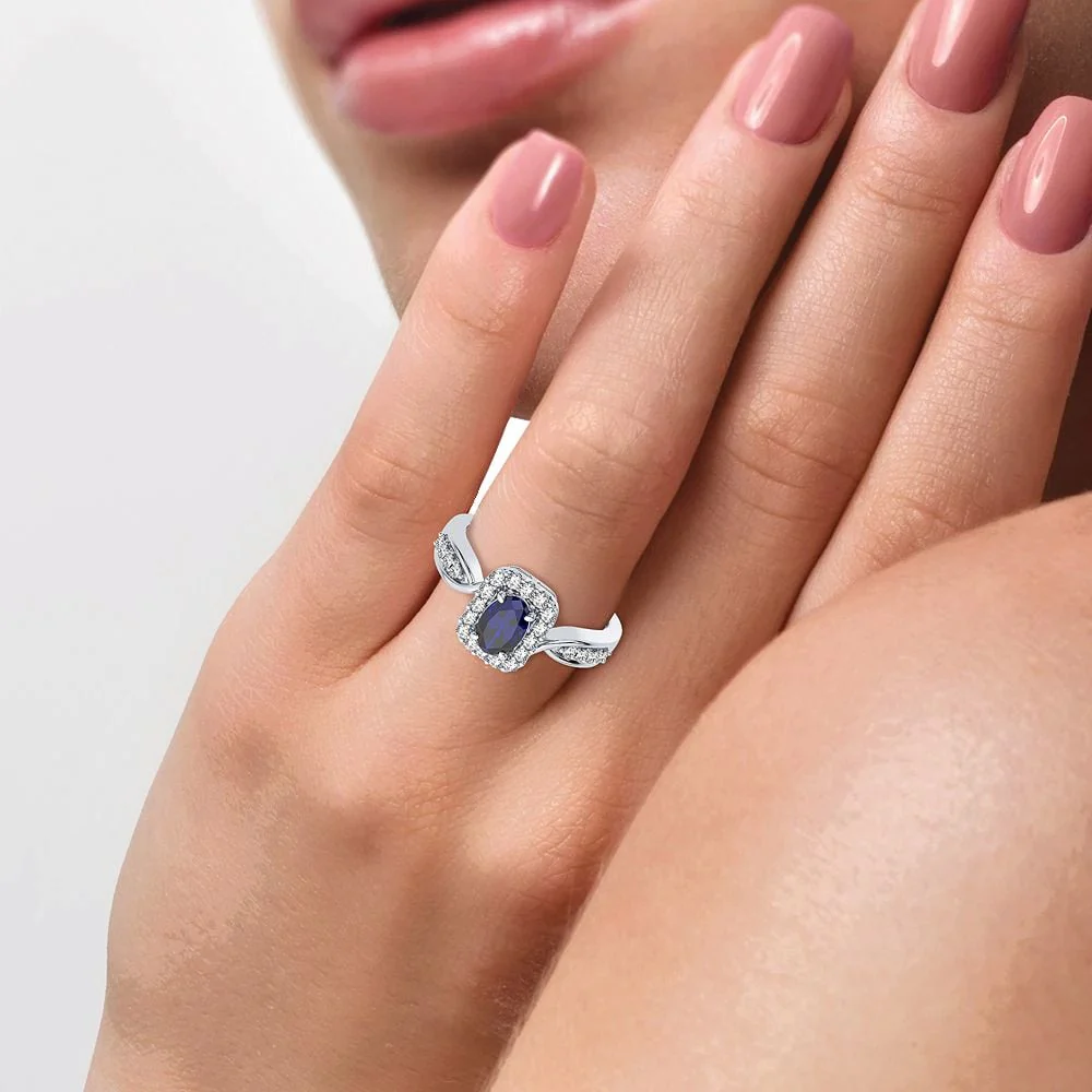 14K 0.25CT Diamond Sapphire Ring - Image 4