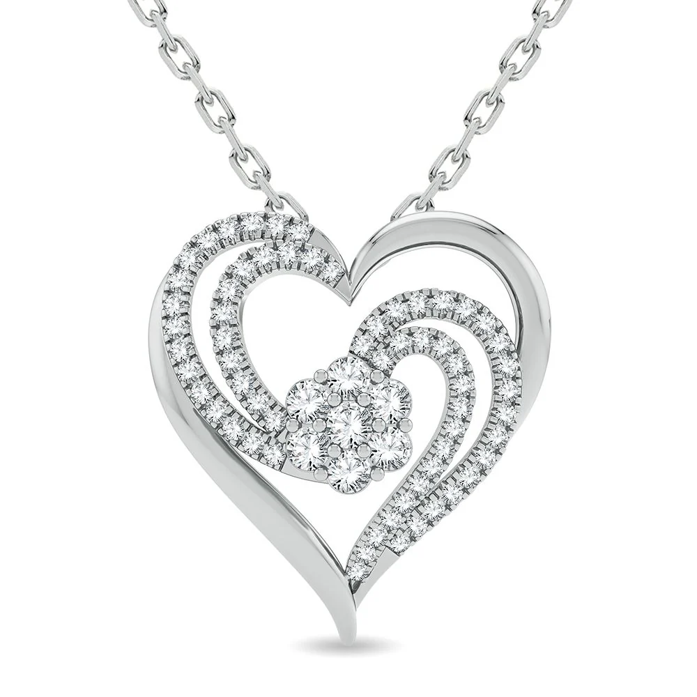 Luminous 14k White Gold 0.50CT Diamond Womens Pendant