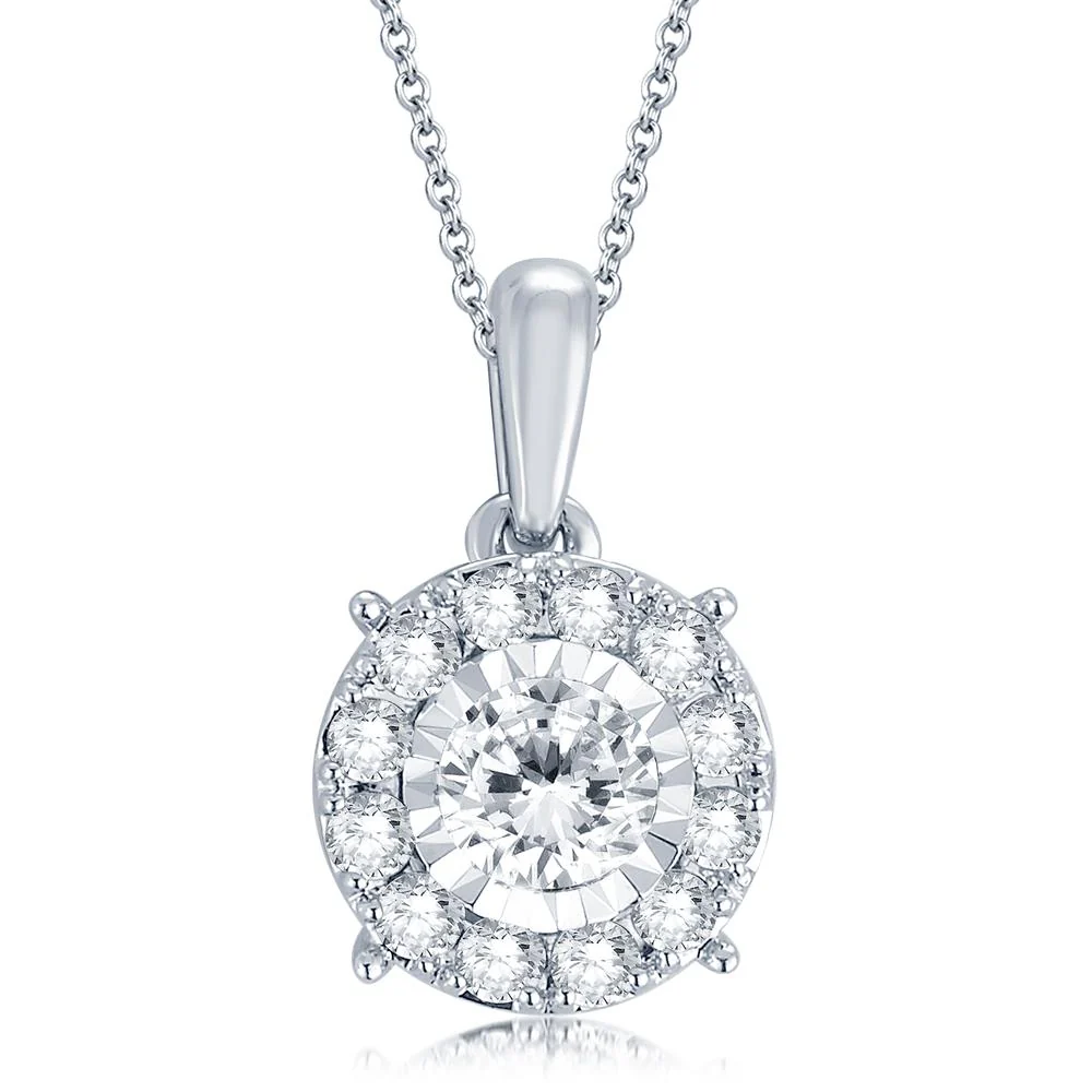 Luminous 14k White Gold 0.50ct Diamond Womens Pendant