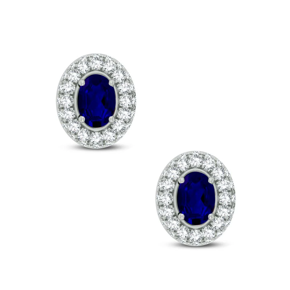 14K 0.57CT DIAMOND SAPPHIRE EARRING - Image 2