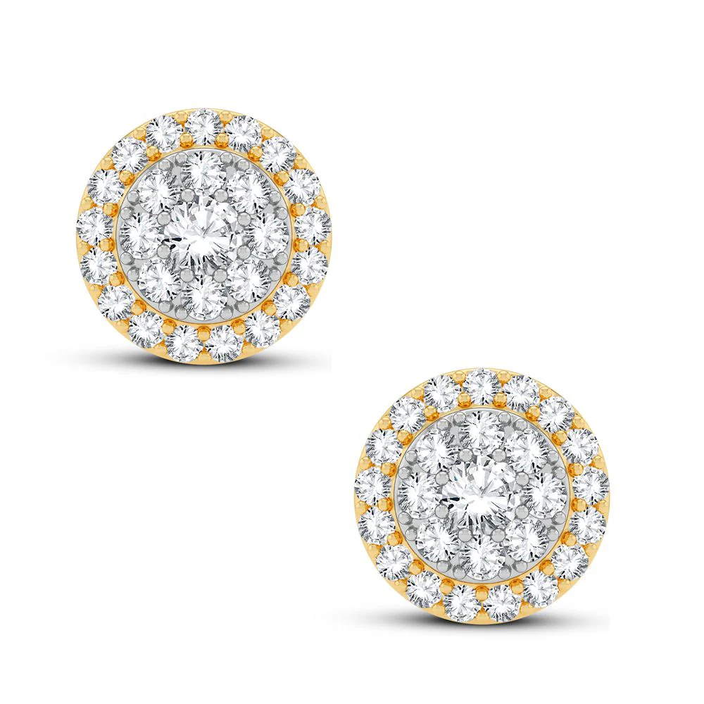 14K Yellow Gold Sparkling Diamond Drop Earrings for Women