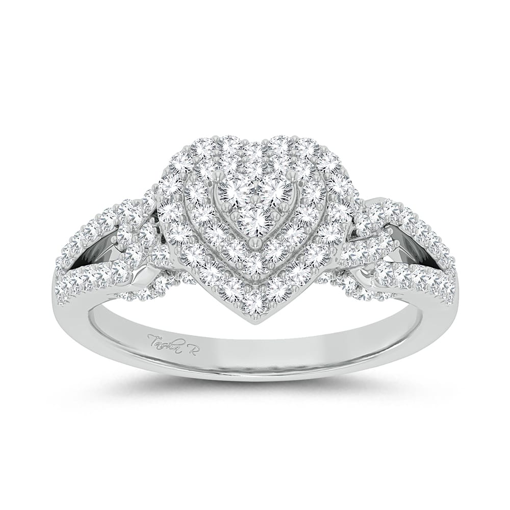 Romantic White Gold Diamond Fashion Ring for Her - Valentine 2023