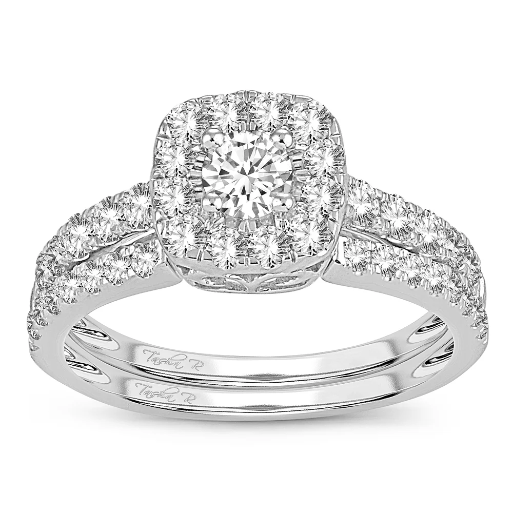 Timeless 14K White Gold 1CT Diamond Bridal Ring Set for Her