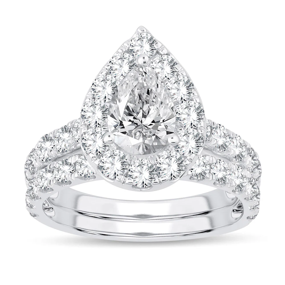 14K White Gold 1.50CT Lab Diamond Bridal Ring Elegance