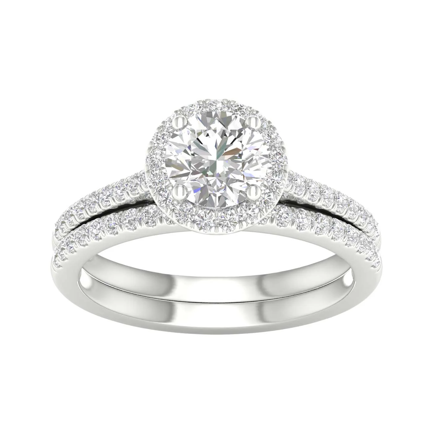 Brilliant 14K White Gold 1.50CT Lab Diamond Bridal Ring