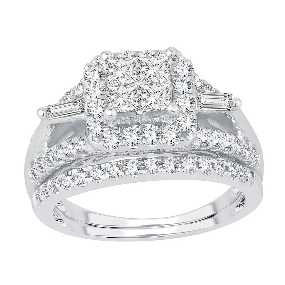 Luminous 14K White Gold 1.50ct Diamond Bridal Ring
