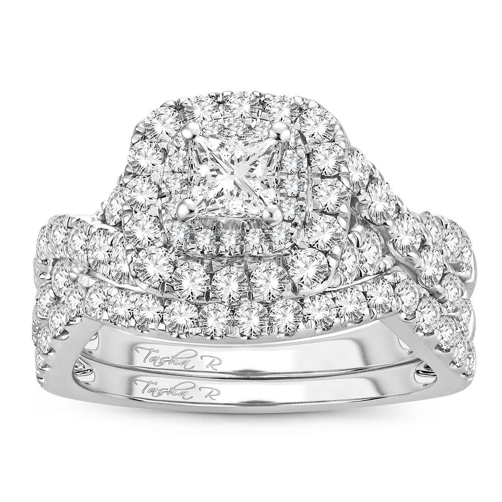 Luminous 14K White Gold 1.51ct Diamond Bridal Ring