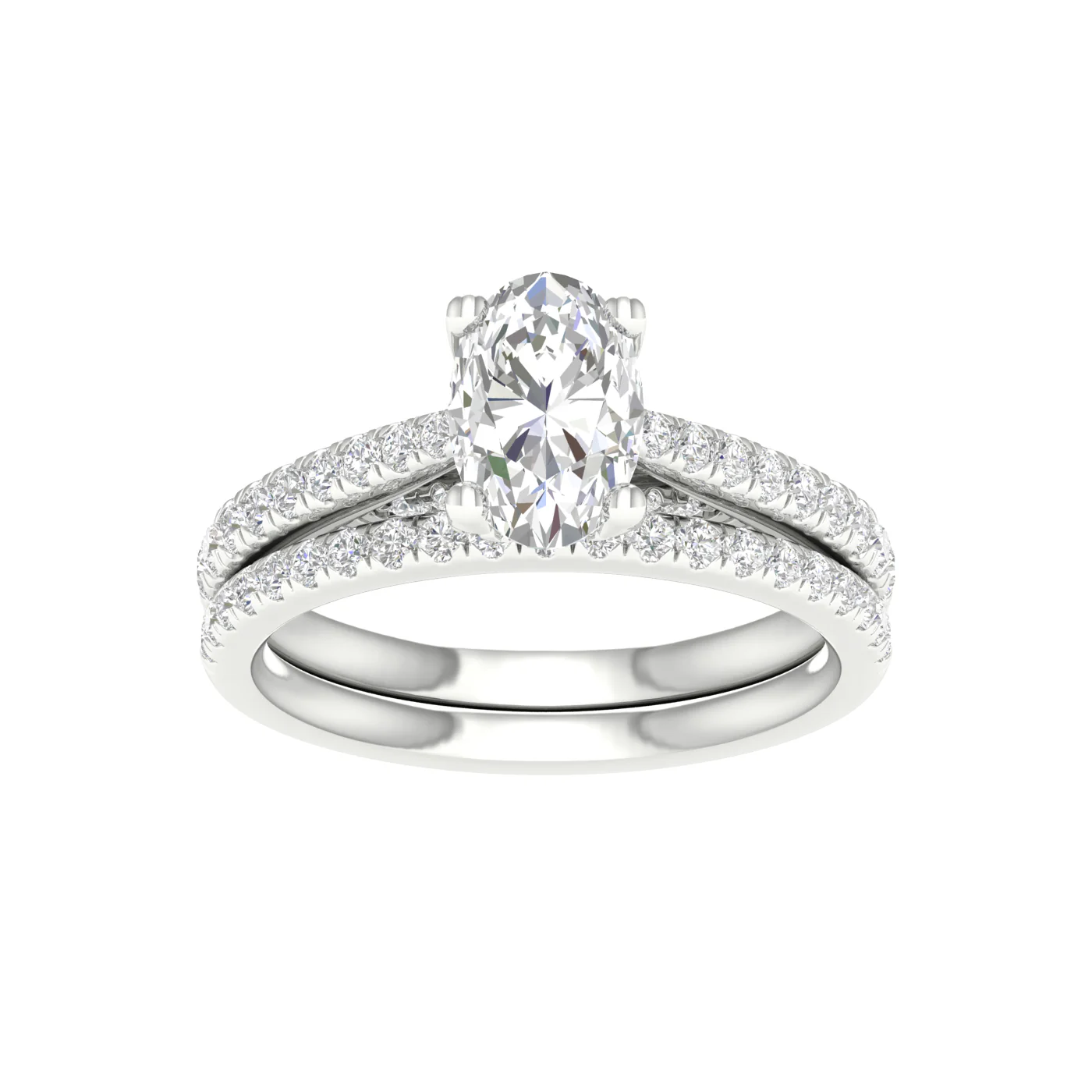14k White Gold 1.75CT Lab Diamond Bridal Ring Set