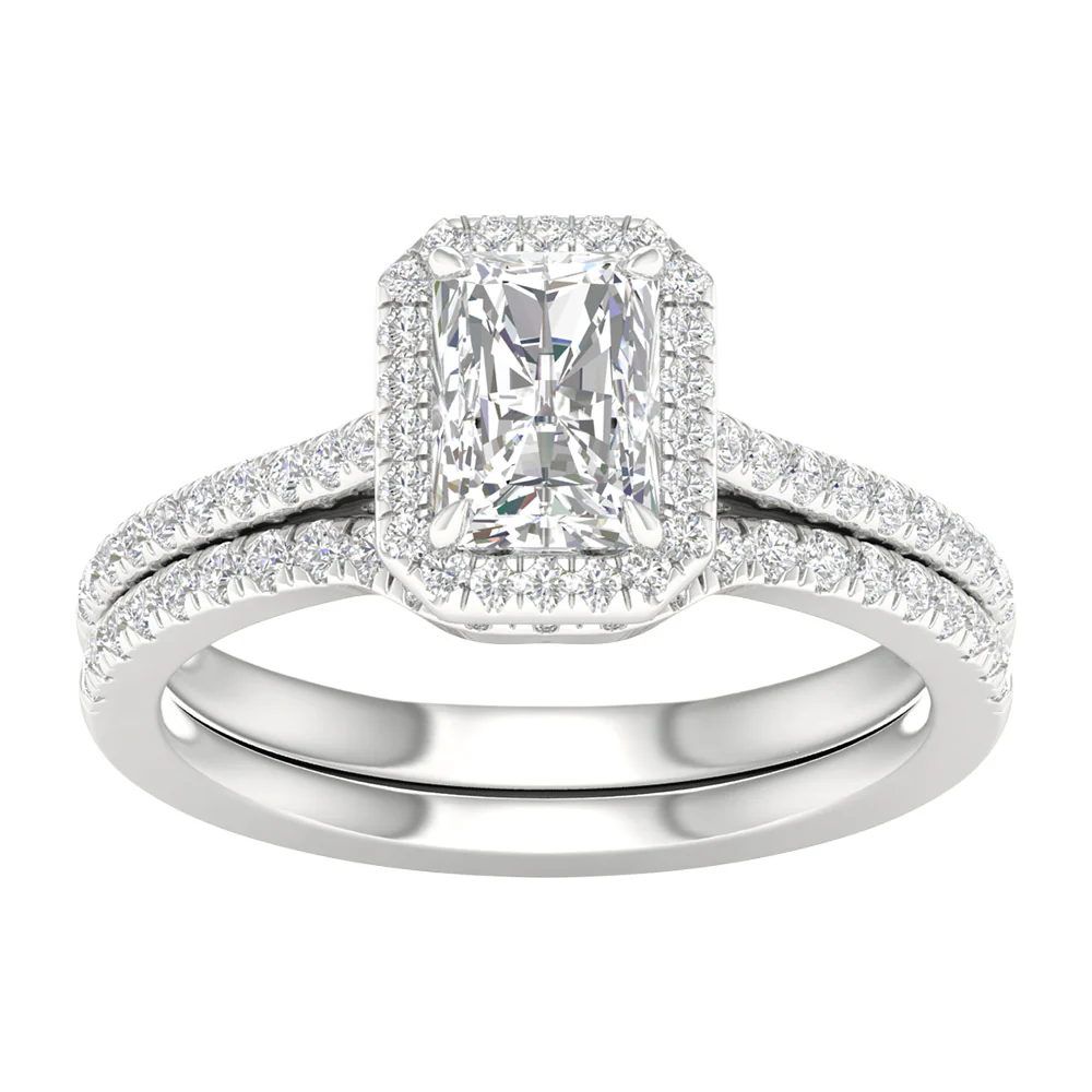 Brilliant 14K White Gold 1.75CT Lab Diamond Bridal Ring