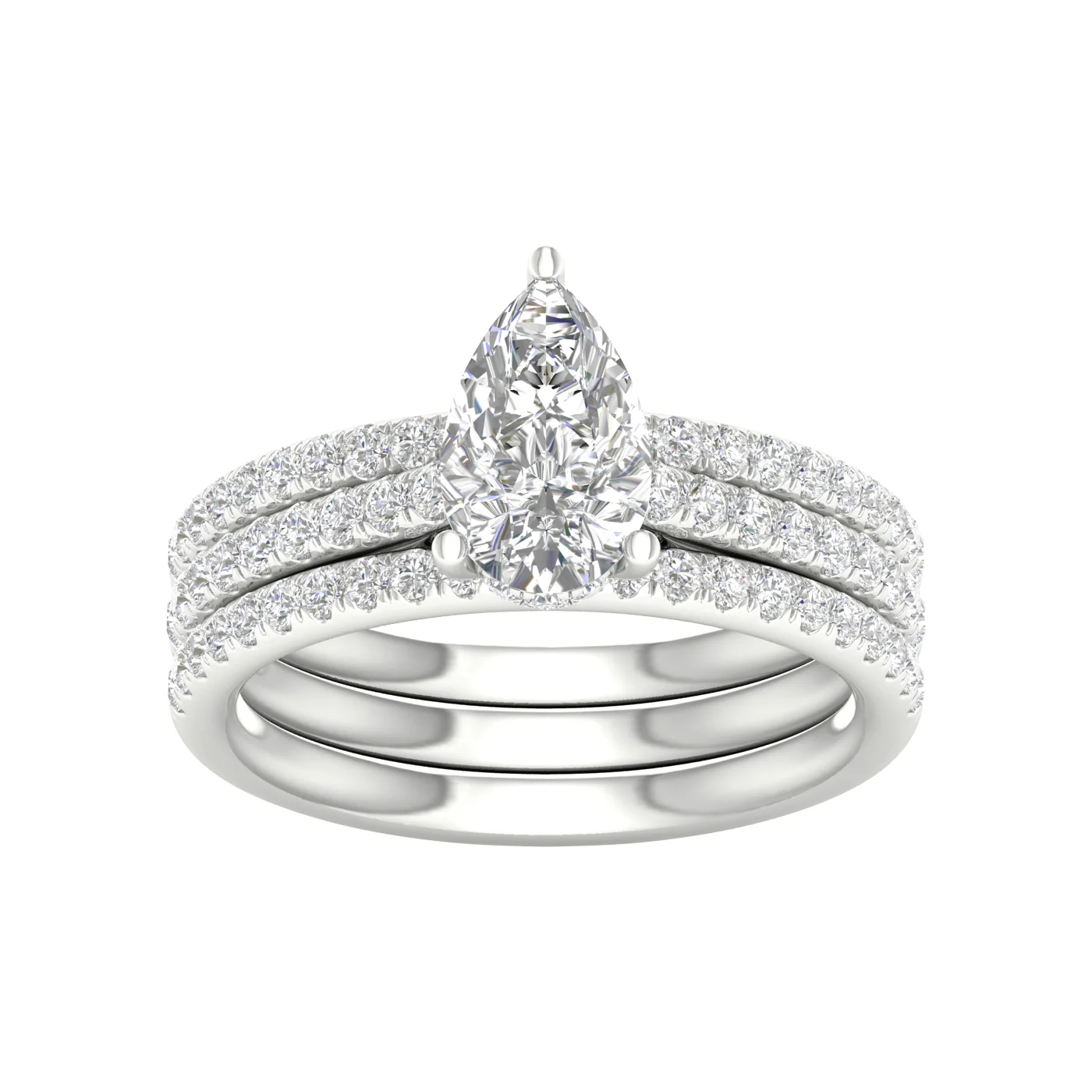 14k White Gold 1.75CT Lab Diamond Bridal Ring Set