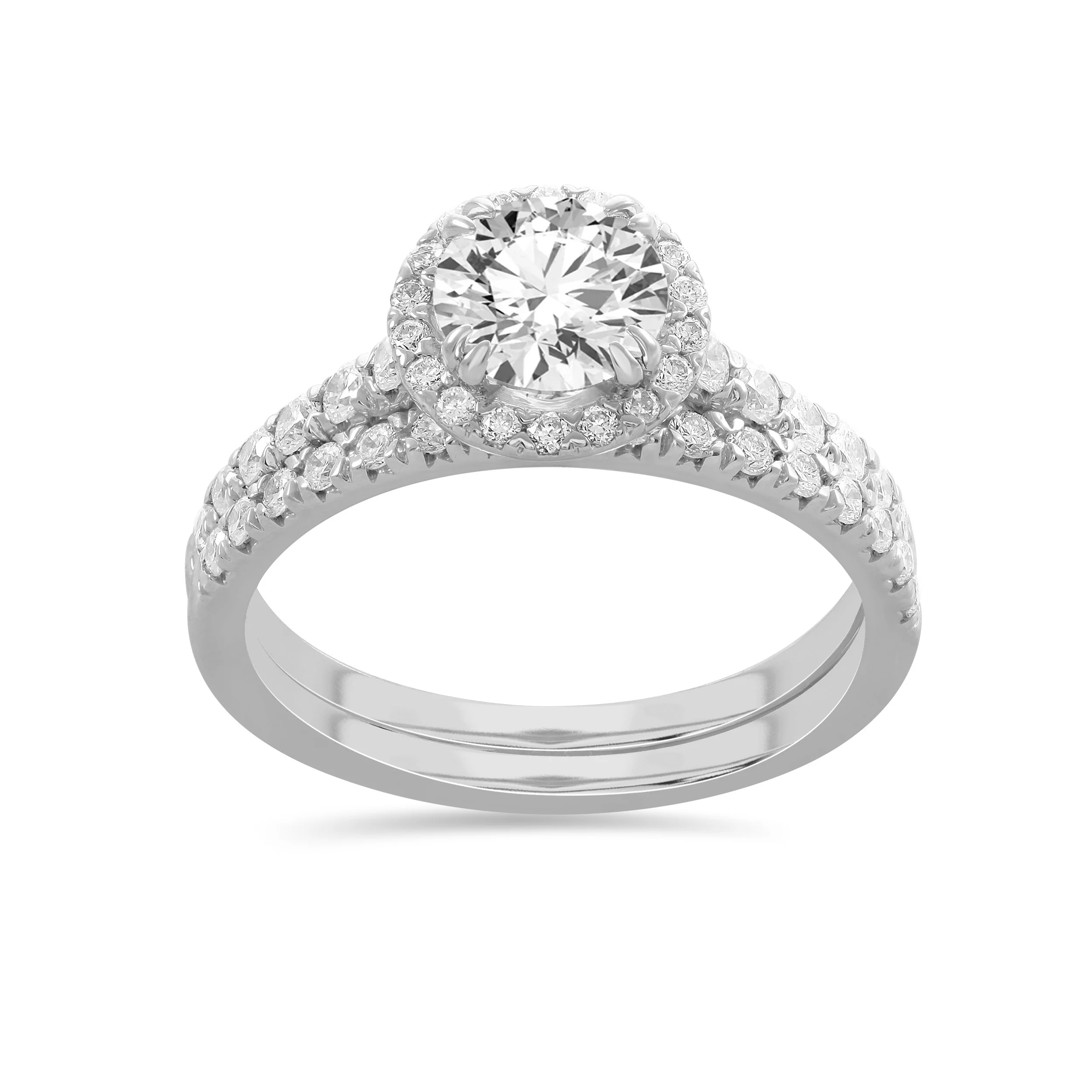 14k White Gold 1.75CT Lab Diamond Bridal Ring Set