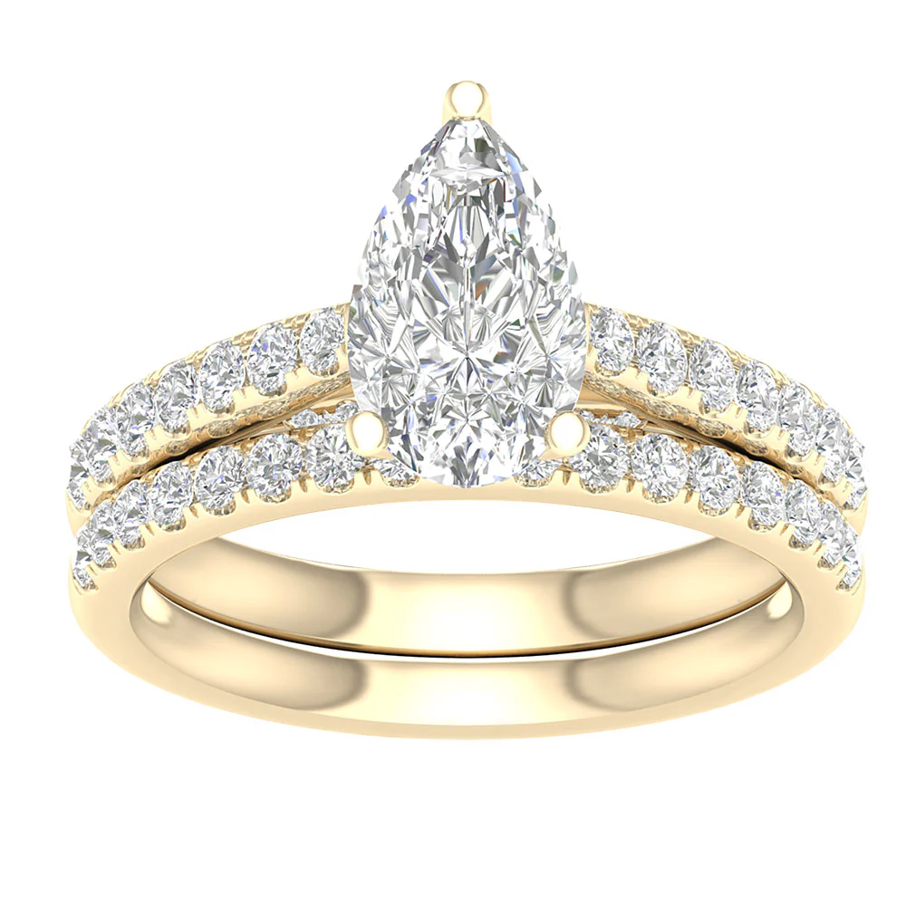 Brilliant 14K White Gold Lab Diamond Bridal Ring Set 2.33CT