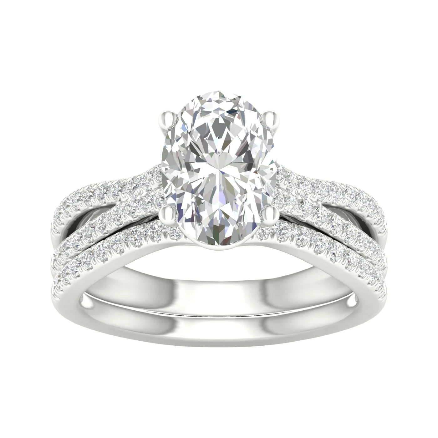 14k White Gold 1.40CT Lab Diamond Bridal Ring Set
