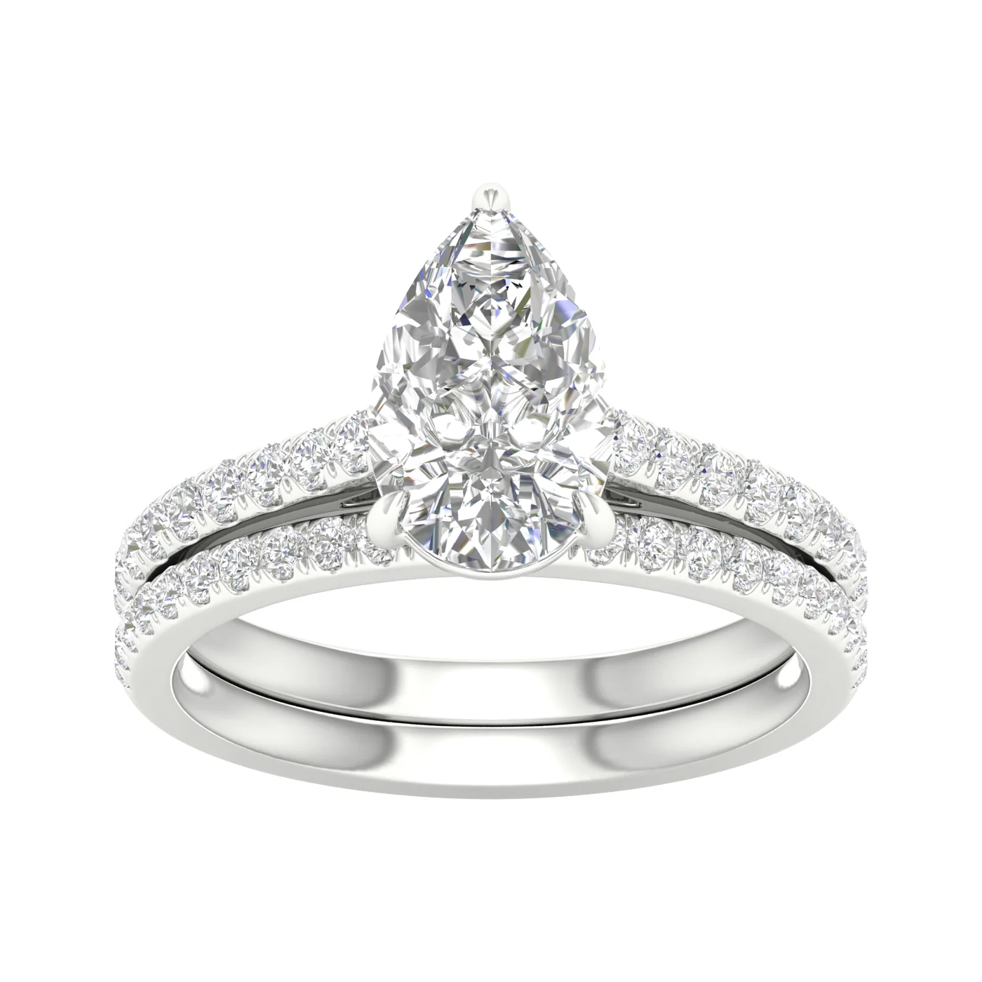 14k White Gold 2.40CT Lab Diamond Bridal Set Elegance