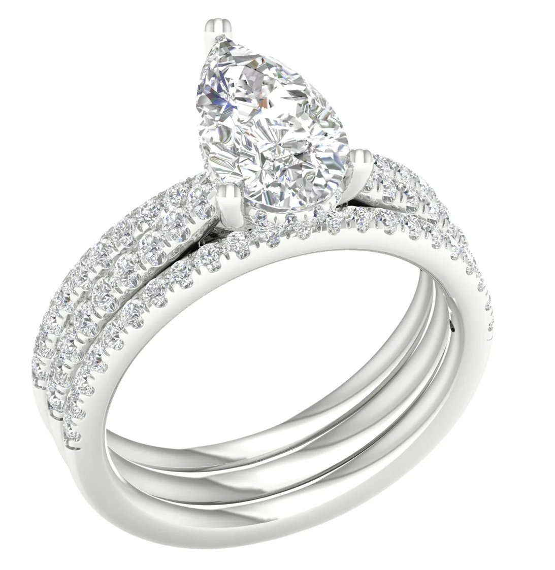 14k White Gold 2.75CT Lab Diamond Bridal Ring Set