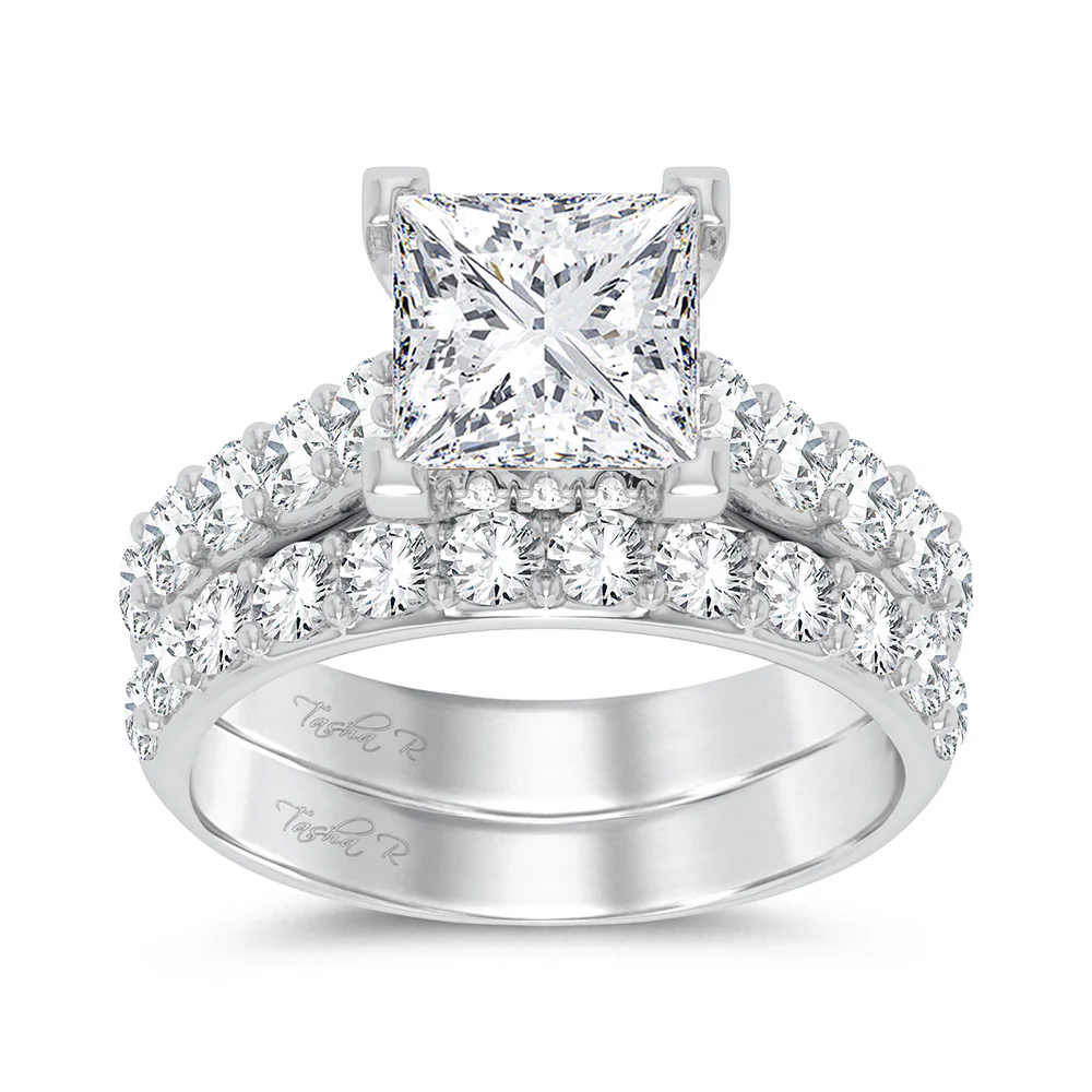 14K White Gold 5CT Lab Diamond Bridal Ring Set