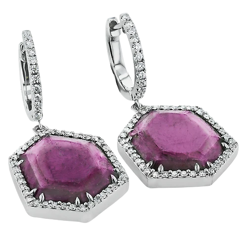 Color Earring in 18k Gold with Diamonds