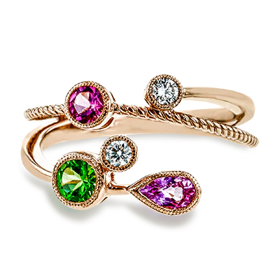 Color Ring in 18k Gold with Diamonds - Image 2